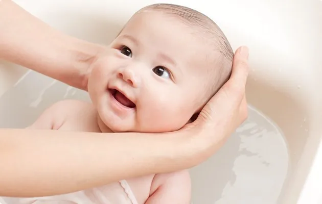 Bathing a newborn